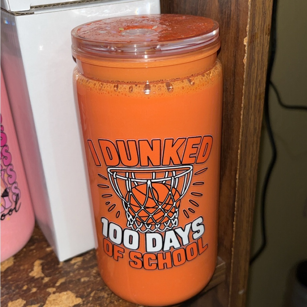 Orange 'I Dunked 100 Days of School' Insulated Tumbler